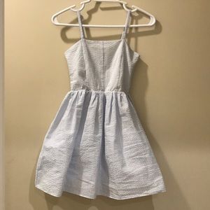 Aqua seersucker girls dress